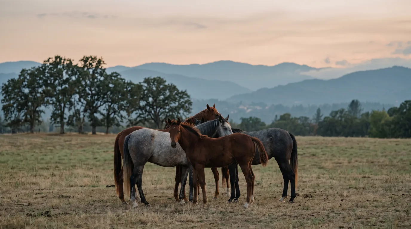 Chevaux en liberté, Écuries des Piallats, Drôme